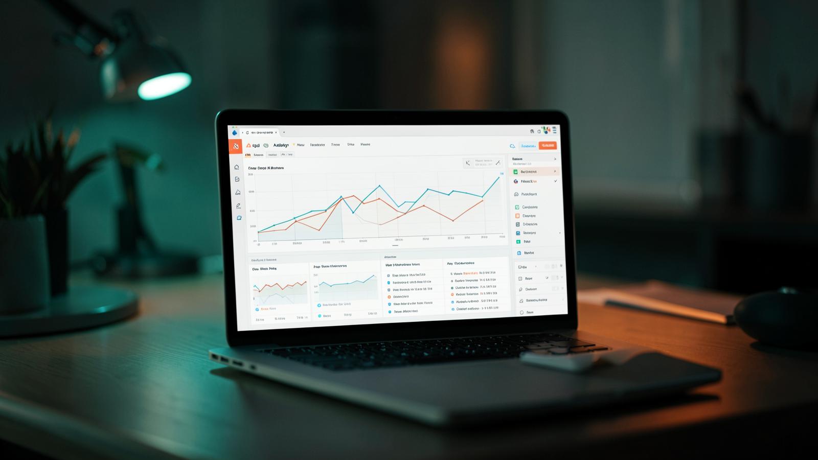 Analytics dashboard showing organic search growth on a laptop
